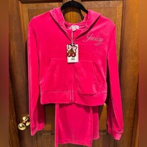 Brand new with tags Juicy Couture Vixen Pink velour suit size Large